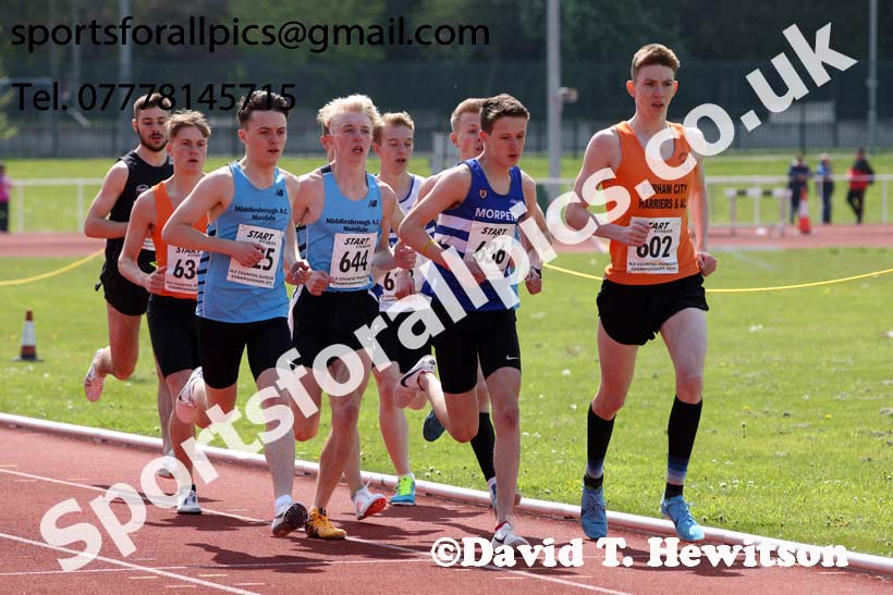Mens under-20s 1500 metres, 2019 North Eastern Track and Field Champs., Middlesbrough. Photo:  David T. Hewitson/Sports for All Pics